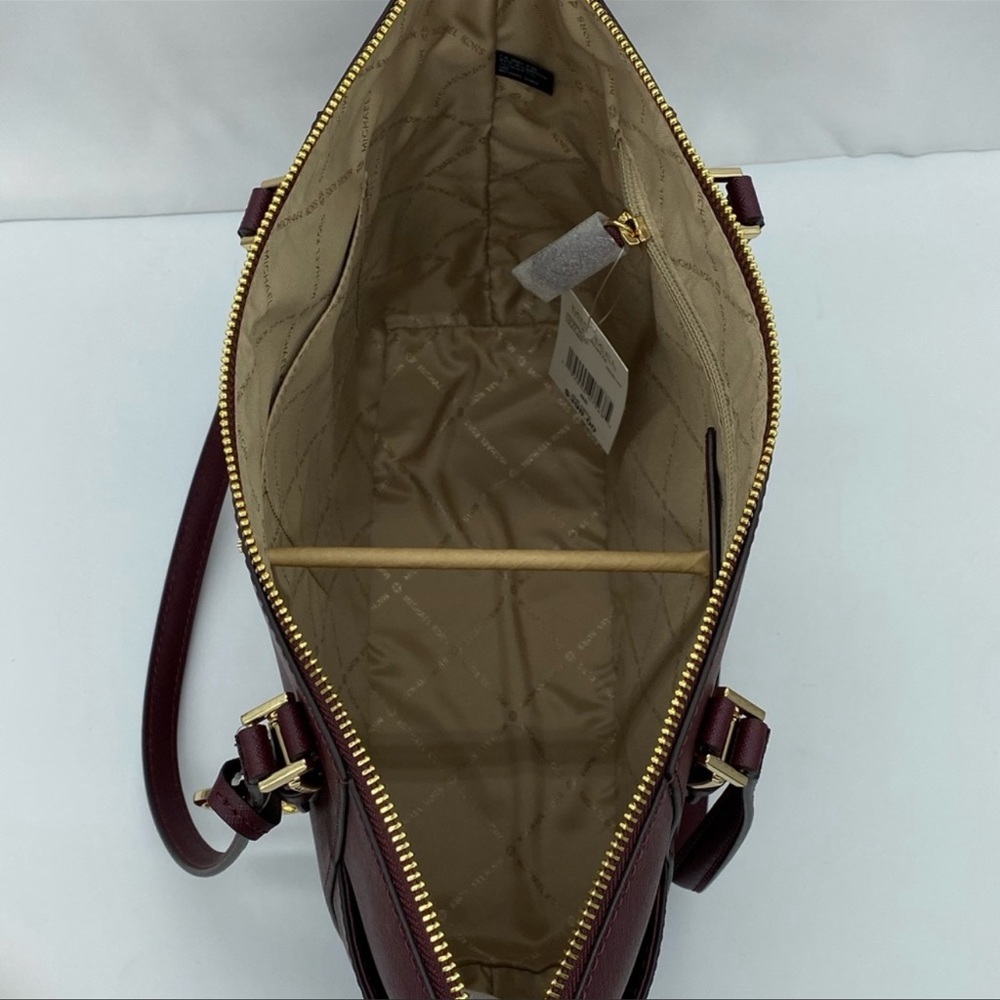 MICHAEL KORS Charlotte Large Leather Top-Zip Tote Dark Cherry NWT - Picture 7 of 16